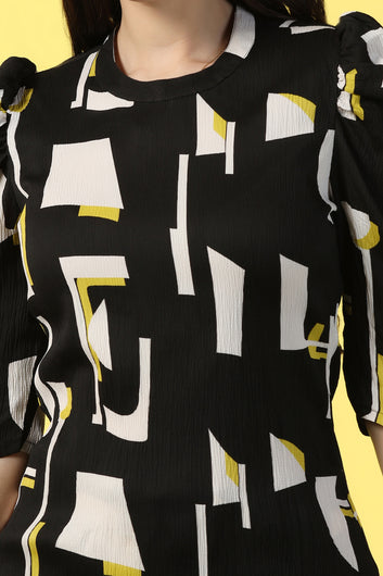 Womens Black Cotton Blend Abstract Printed co-ord Sets