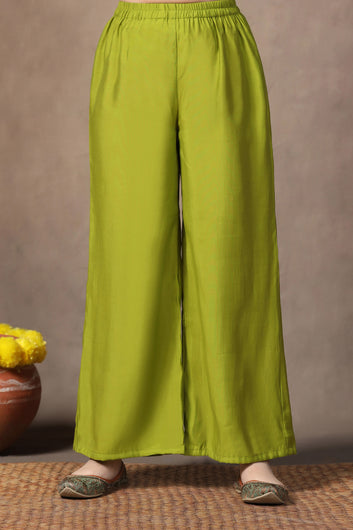 Girl's Olive Roman Silk Foil Printed Salwar Suit Set