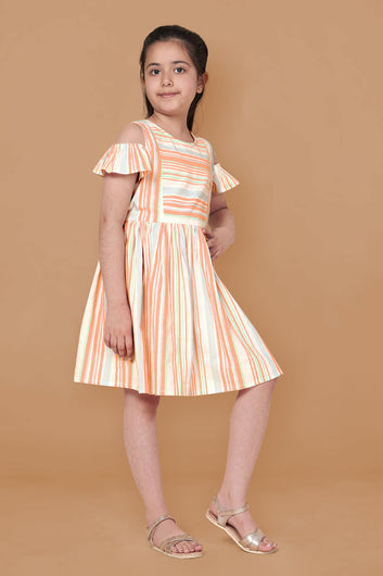 Girls Multicolor Striped Dress