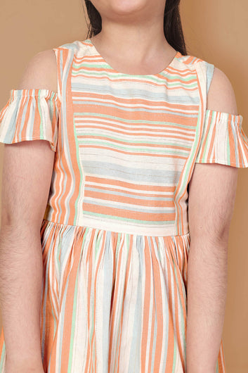 Girls Multicolor Striped Dress