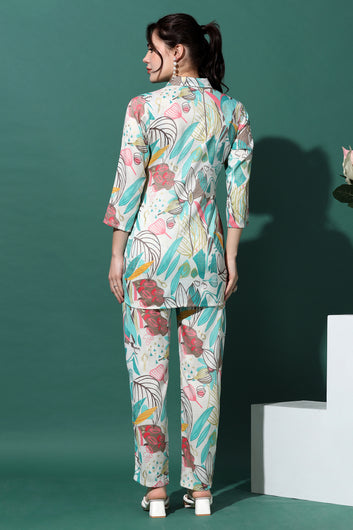 Womens Multicolor Capsule Floral Printed Top With Trouser Set