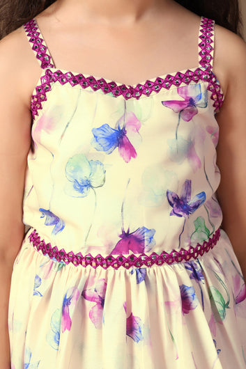 Girl's Cotton Blend kurta palazzo set