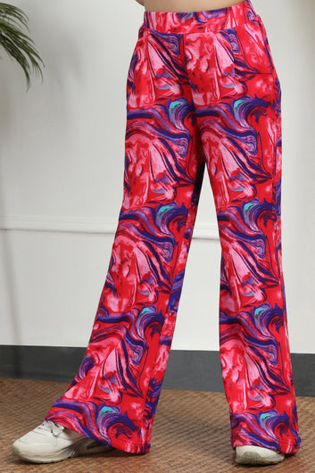 Girls Multicolor  Cotton Blend Abstact Printed Top and Pant Sets