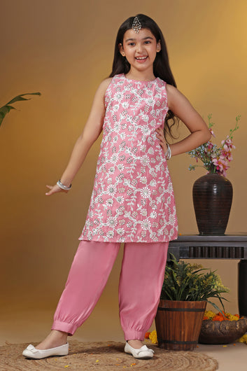 Girl's Silk Blend Embroidered Salwar Suit Set