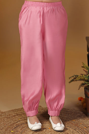 Girl's Silk Blend Embroidered Salwar Suit Set