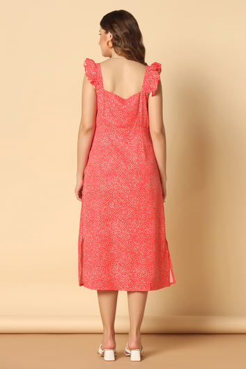 Women’s Orange Polyester Blend Front fastening Dresses