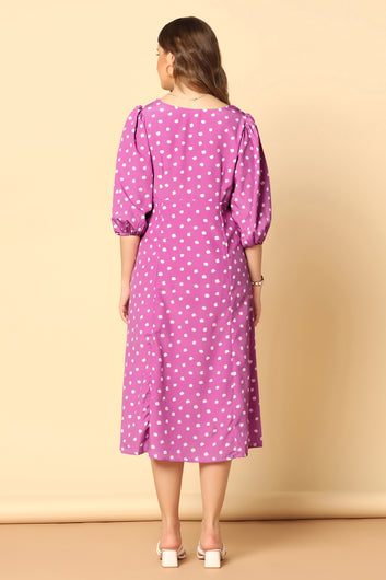 Women’s Mauve Polyester Blend Digital Print A-Line Dresses