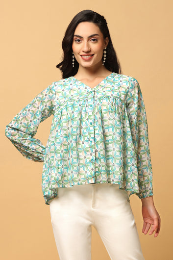 Women's Multicolor Georgette Floral Print Top
