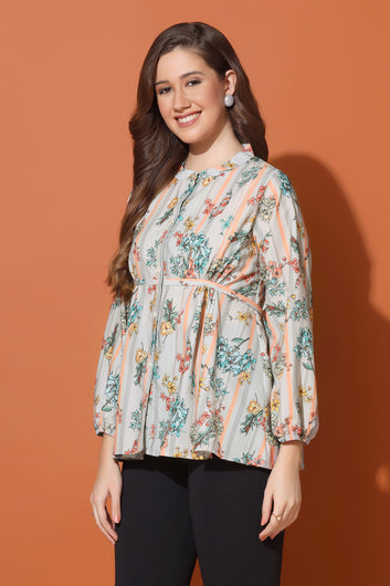 Women’s BSY Polyester Multicolor Floral Print Top