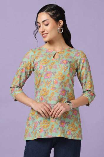 Women's Pista Cotton Floral Print Tunic Top