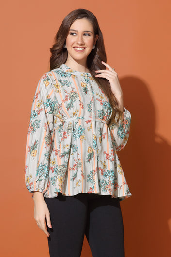 Women’s BSY Polyester Multicolor Floral Print Top