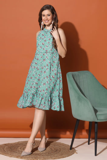 Women’s Georgette Rama A-Line Floral Print Dresses