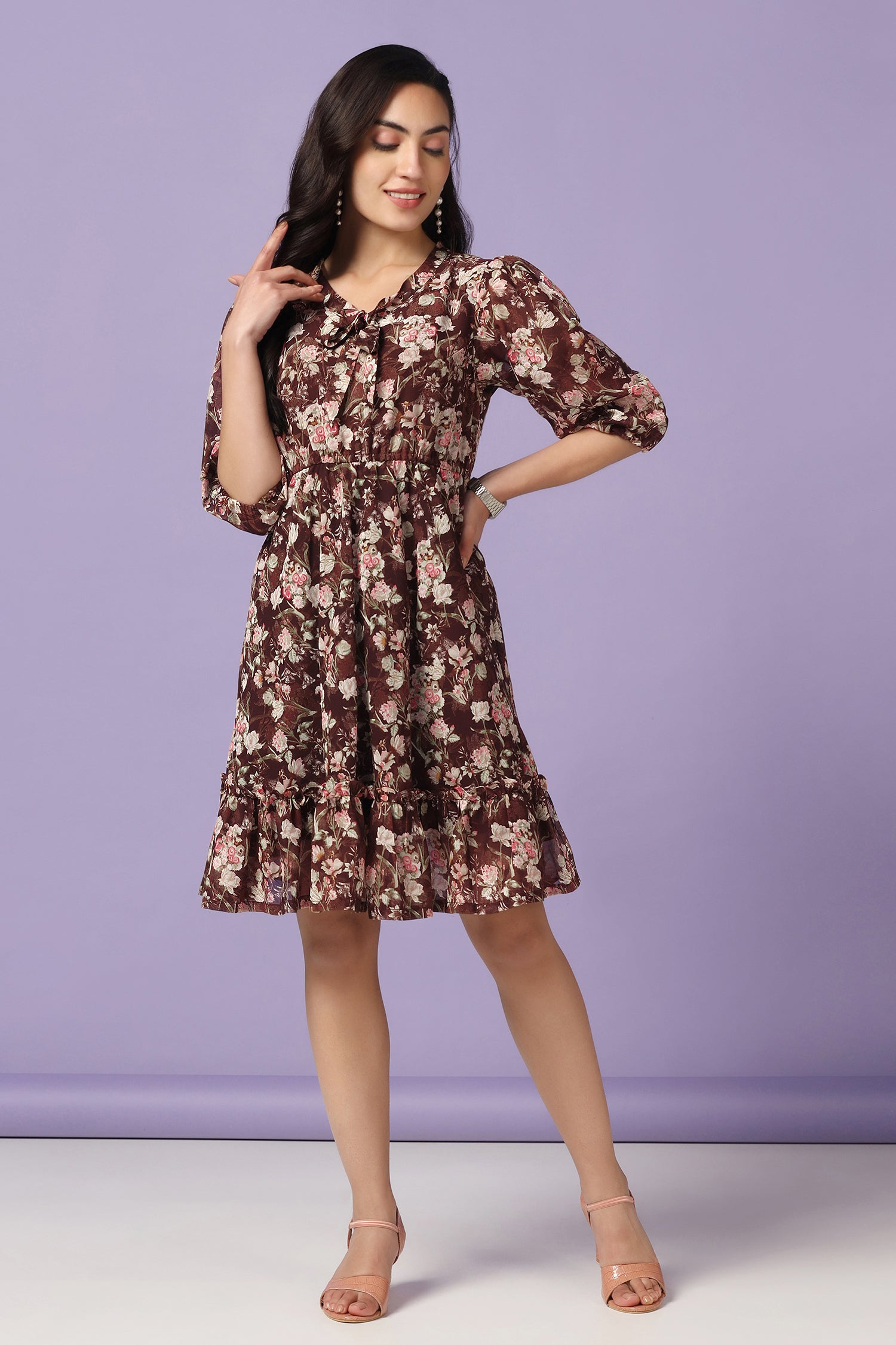 Plus Size Floral Mesh Dress | A-Line Mesh Dress | Kiyonna