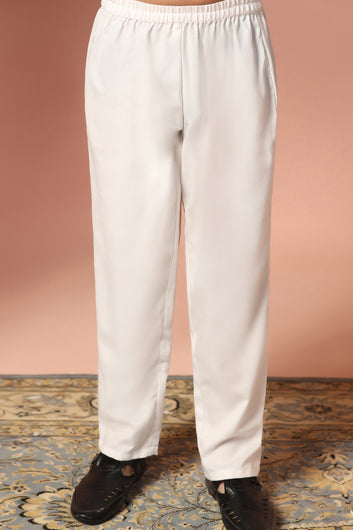 Boy's Maroon Chanderi Silk Embroidered Kurta Pajama Set