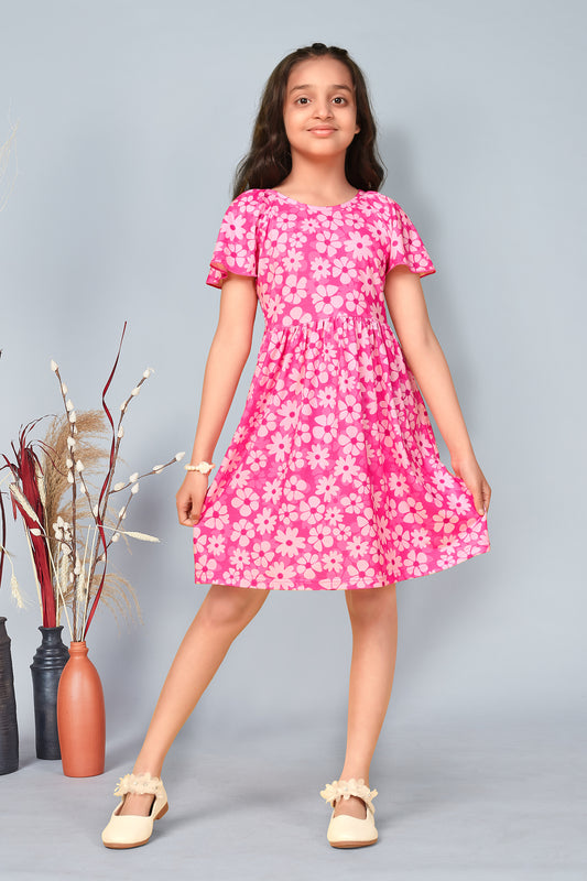 Baby Girl’s Pink Floral Print Summer Dress