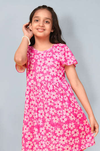 Baby Girl’s Pink Floral Print Summer Dress