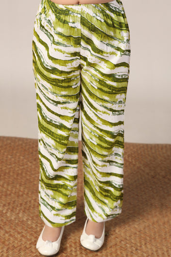 Girl's Green Reyon abstract Printed Clothing Set for Girls