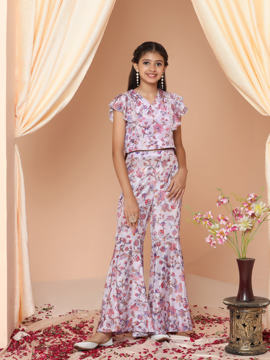 Mustard Cotton Lace Embroidered Neck Kurti-Sharara Suit Set – Meena Bazaar