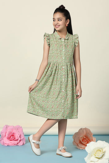 Girls Pista BSY Floral Printed A-Line Knee Length Dress