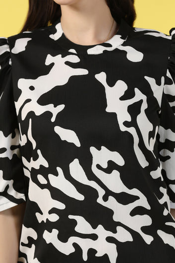 Womens Black Cotton Blend Abstract Printed co-ord Sets