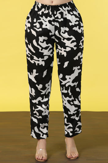 Womens Black Cotton Blend Abstract Printed co-ord Sets