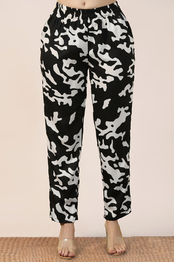 Womens Black Cotton Blend Abstract Printed co-ord Sets