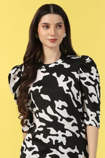 Womens Black Cotton Blend Abstract Printed co-ord Sets