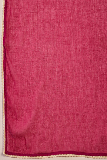 Women’s Off White Cotton Printed Kurta Pant With Dupatta Set