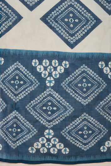 Womens Blue Cotton Printed Kurta Pant With Dupatta Set