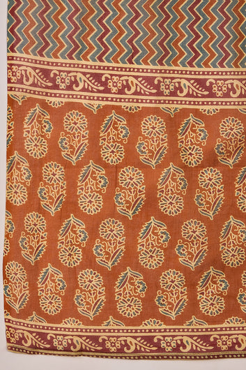 Womens Mustard Cotton kurta Pant with dupatta Set