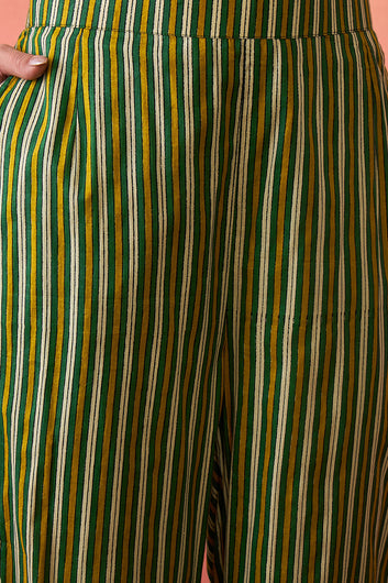 Womens Off White Cotton Printed Kurta Pant With Dupatta Set