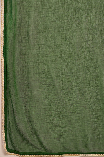 Womens Off White Cotton Printed Kurta Pant With Dupatta Set