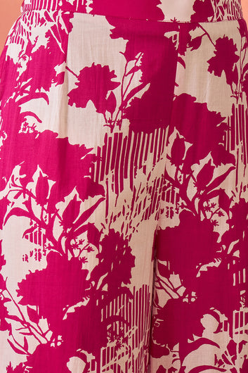 Women’s Pink Cotton Printed Kurta Pant set