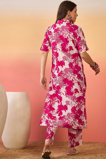 Women’s Pink Cotton Printed Kurta Pant set