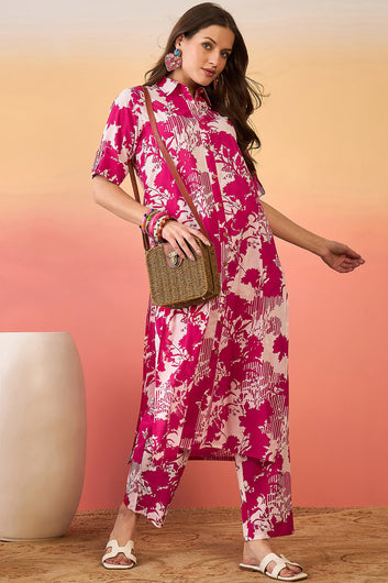 Women’s Pink Cotton Printed Kurta Pant set