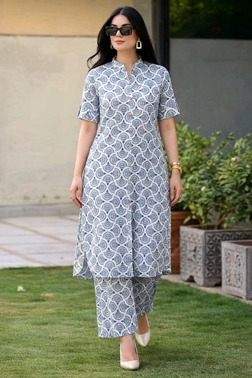 Women’s Multicolour Cotton Printed Kurta Palazzo Set