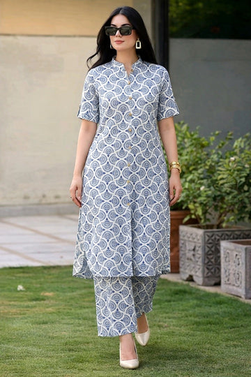 Women’s Multicolour Cotton Printed Kurta Palazzo Set