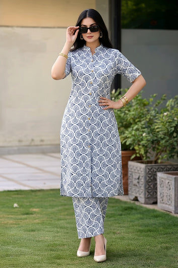 Women’s Multicolour Cotton Printed Kurta Palazzo Set