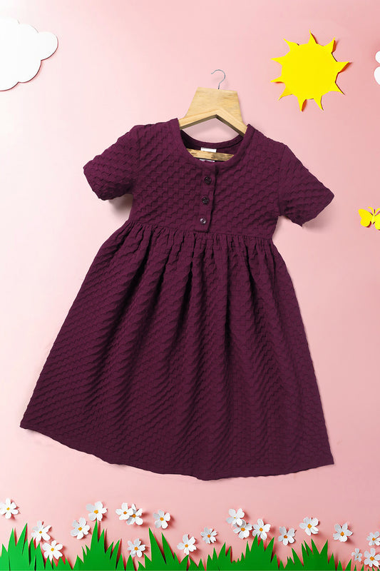 Girls Purple Rider Solid Fit & Flare Casual Knee Length Dress