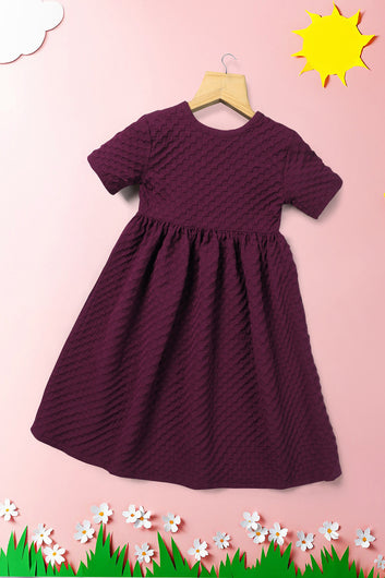 Girls Purple Rider Solid Fit & Flare Casual Knee Length Dress