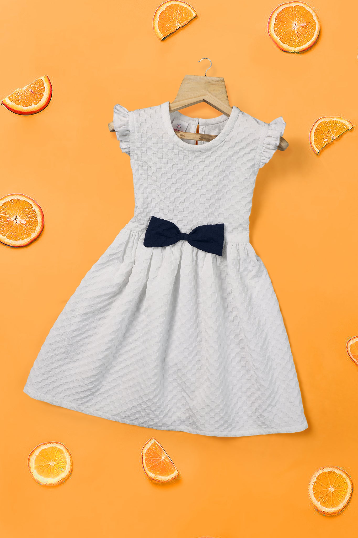 Girls White Rider Solid Fit & Flare Casual Knee Length Dress