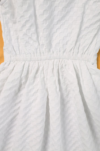 Girls White Rider Solid Fit & Flare Casual Knee Length Dress