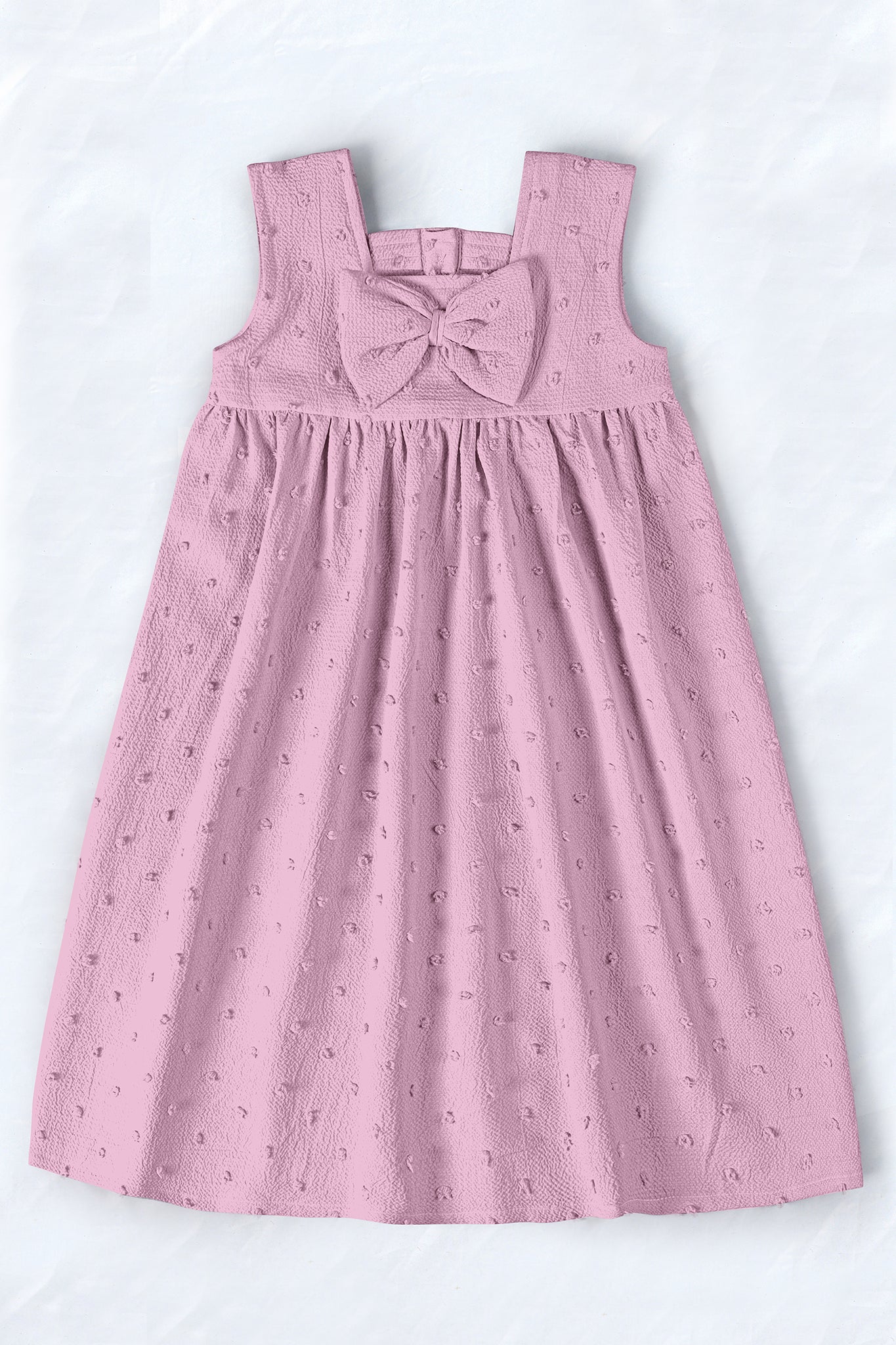 Girls Lavender Cottton Blend Solid A-line Casual Knee Length Dress