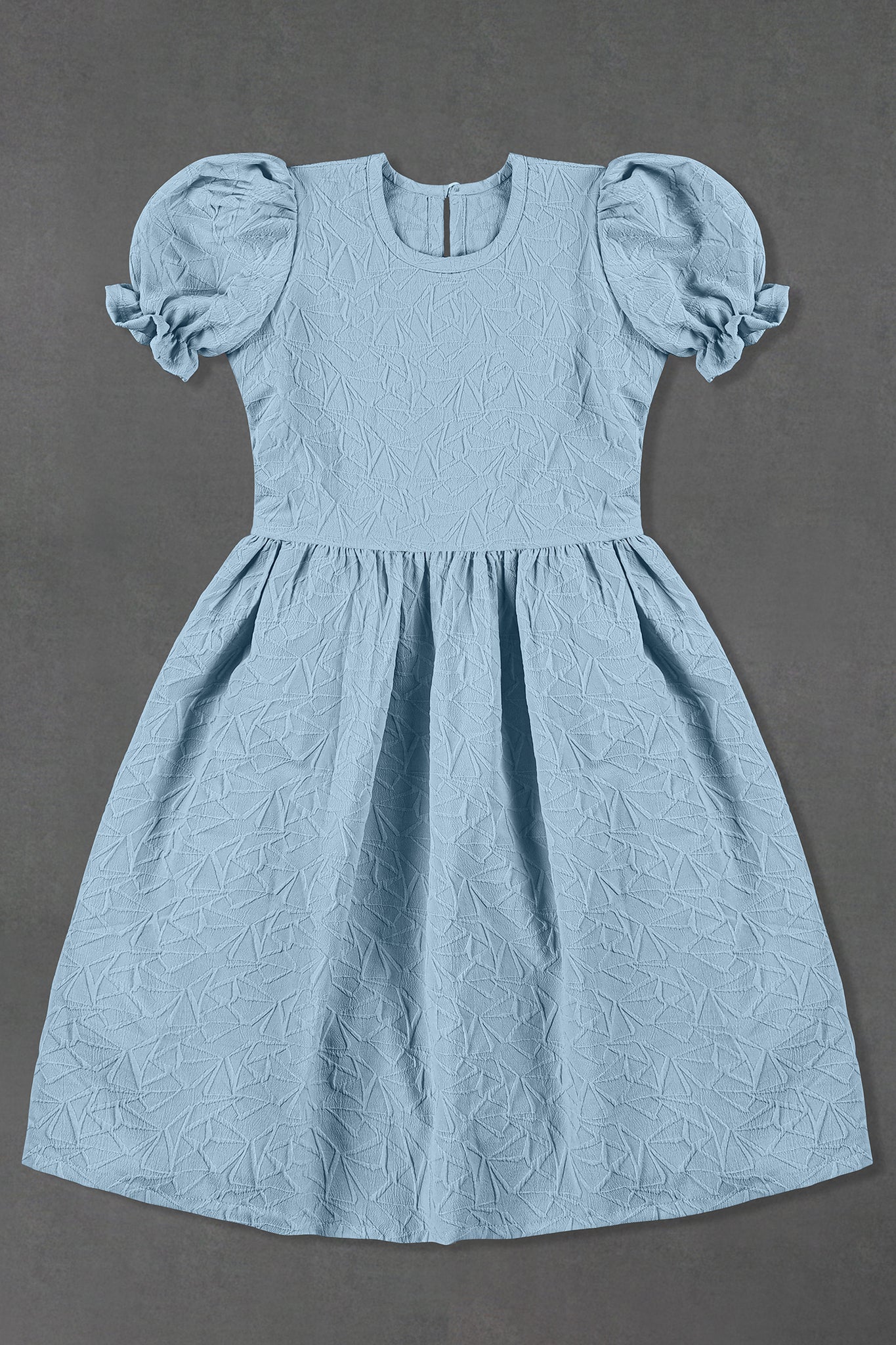 Girls Turquoise Cotton Blend Solid Fit & Flare Casual Knee Length Dress