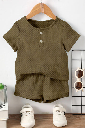 Boys Olive Small Rider Solid T-Shirt With Short Pant Set