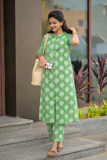 Women’s Multicolour Cotton Printed Kurta Palazzo Set