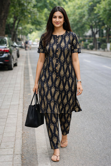 Women’s Multicolour Cotton Printed Kurta Palazzo Set