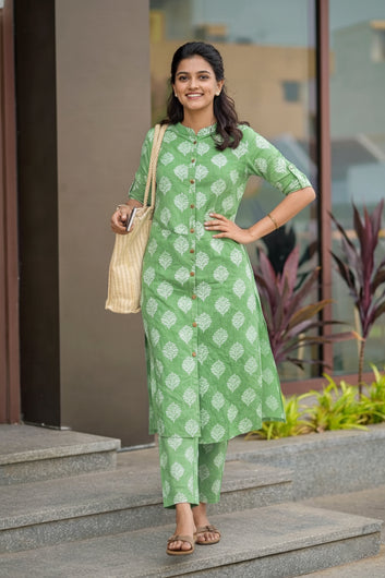 Women’s Multicolour Cotton Printed Kurta Palazzo Set