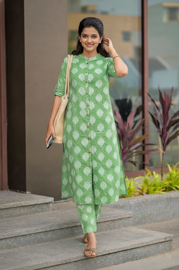 Women’s Multicolour Cotton Printed Kurta Palazzo Set