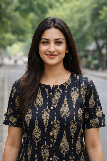 Women’s Multicolour Cotton Printed Kurta Palazzo Set